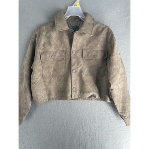 Wild Fable Faux Suede Jacket Womens Small Long Sleeve Designer Coat Button Up